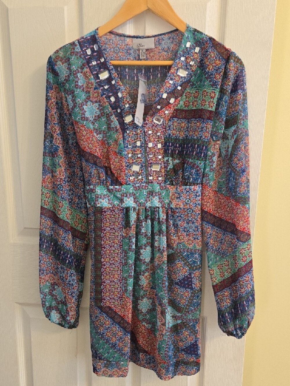 Linea Domani  Long-Sleeve Dress - Blue/Pink